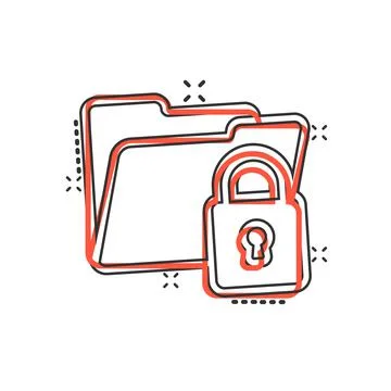 Files folder permission icon in comic style. Document access cartoon vector i Stock Illustration