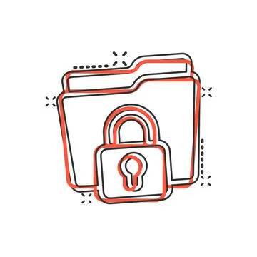 Files folder permission icon in comic style. Document access cartoon vector i Stock Illustration