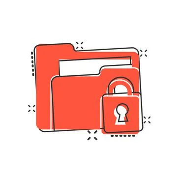 Files folder permission icon in comic style. Document access cartoon vector i Stock Illustration