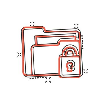 Files folder permission icon in comic style. Document access cartoon vector i Stock Illustration