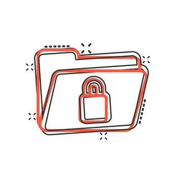 Files folder permission icon in comic style. Document access cartoon vector i Stock Illustration