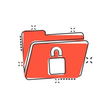 Files folder permission icon in comic style. Document access cartoon vector i Stock Illustration