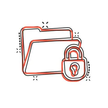 Files folder permission icon in comic style. Document access cartoon vector i Stock Illustration