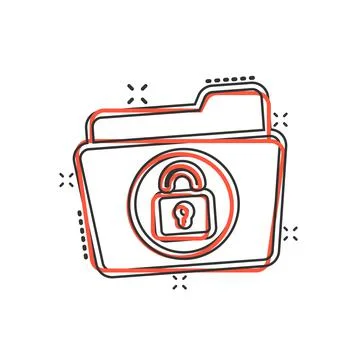 Files folder permission icon in comic style. Document access cartoon vector i Stock Illustration