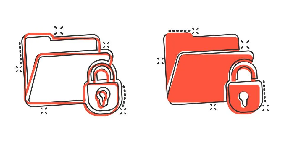 Files folder permission icon in comic style. Document access cartoon vector i Stock Illustration