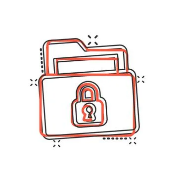 Files folder permission icon in comic style. Document access cartoon vector i Stock Illustration