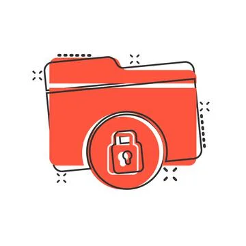 Files folder permission icon in comic style. Document access cartoon vector i Stock Illustration
