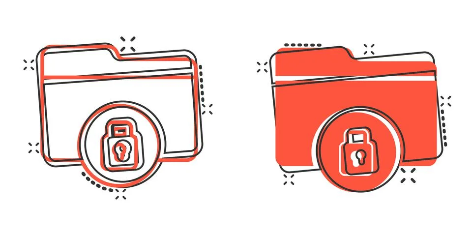 Files folder permission icon in comic style. Document access cartoon vector i Stock Illustration