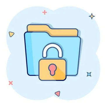 Files folder permission icon in comic style. Document access cartoon vector.. Stock Illustration