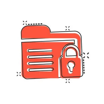 Files folder permission icon in comic style. Document access cartoon vector.. Stock Illustration