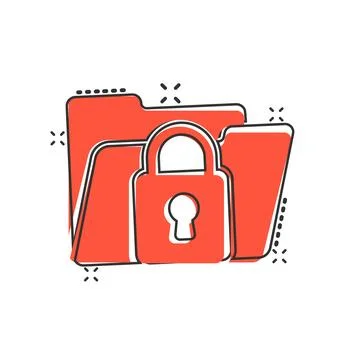 Files folder permission icon in comic style. Document access cartoon vector.. Stock Illustration