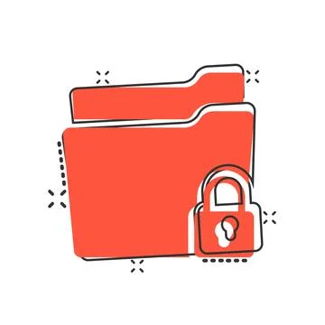 Files folder permission icon in comic style. Document access cartoon vector.. Stock Illustration