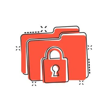 Files folder permission icon in comic style. Document access cartoon vector.. Stock Illustration