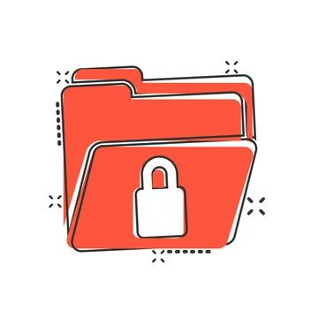 Files folder permission icon in comic style. Document access cartoon vector.. Stock Illustration