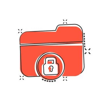 Files folder permission icon in comic style. Document access cartoon vector.. Stock Illustration