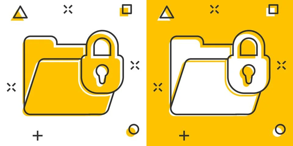 Files folder permission icon in comic style. Document access cartoon vector.. Stock Illustration