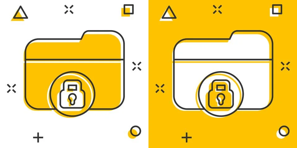 Files folder permission icon in comic style. Document access cartoon vector.. Stock Illustration