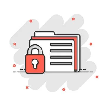Files folder permission icon in comic style. Document access cartoon vector.. Stock Illustration