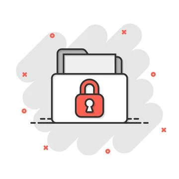 Files folder permission icon in comic style. Document access cartoon vector.. Stock Illustration