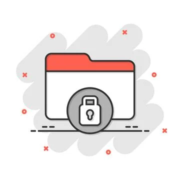 Files folder permission icon in comic style. Document access cartoon vector.. Stock Illustration