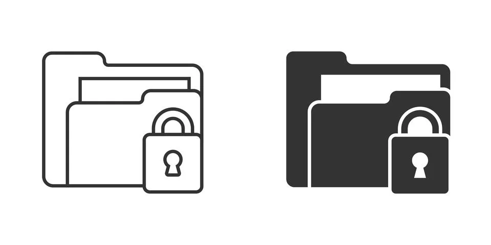Files folder permission icon in flat style. Document access vector illustrati Stock Illustration