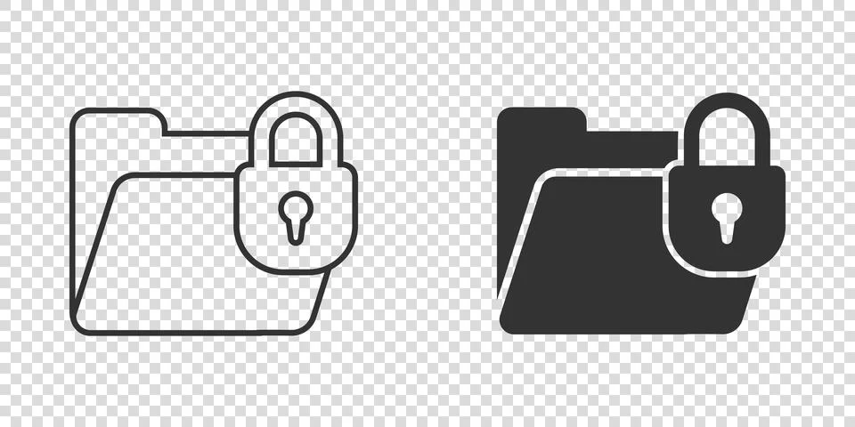 Files folder permission icon in flat style. Document access vector illustrati Stock Illustration