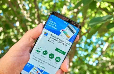 Files Go by Google mobile app on Samsung s8. Stock Photos