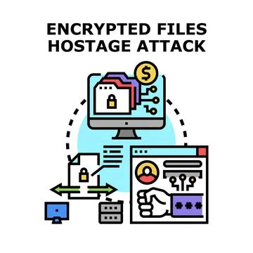 Files held hostage after a cyber attack Stock Illustration