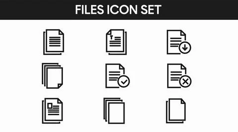 Files or documents icon set Stock Illustration