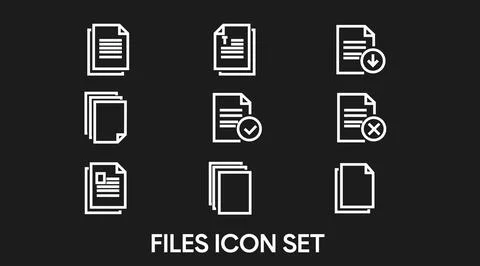 Files or documents icon set Stock Illustration