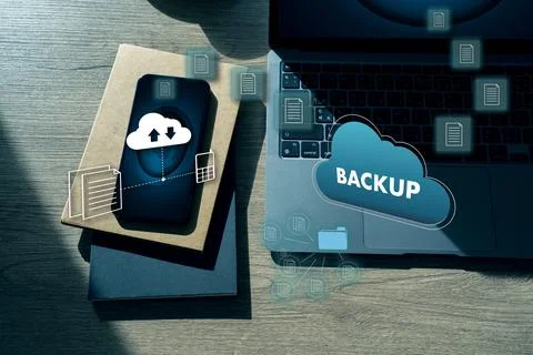 Files receiver and computer backup copy Data storage and backup on cloud Ne.. Stock Photos
