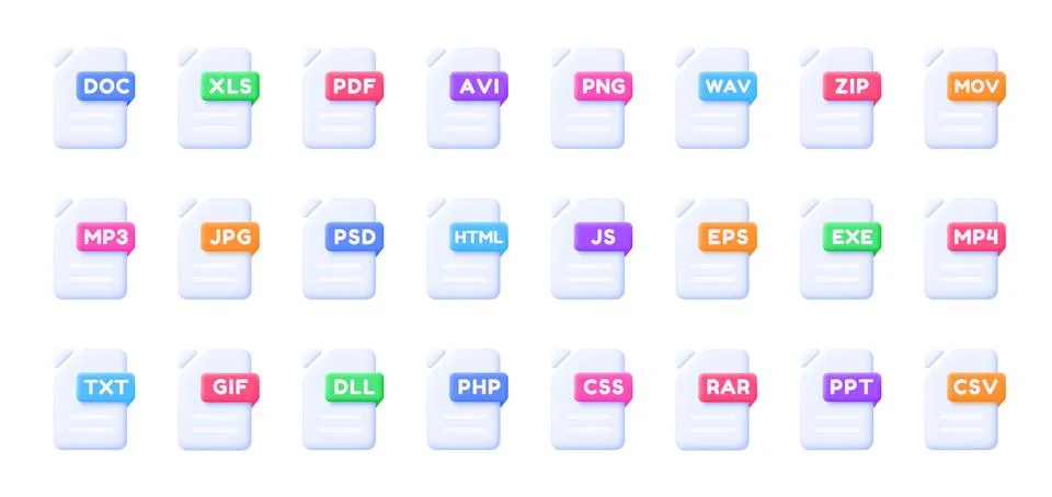 Files set in 3d style. Vector illustration design Stockillustratie