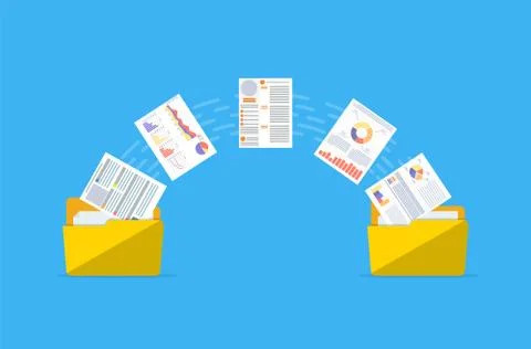 Files transfer. Documents management. Stock Illustration