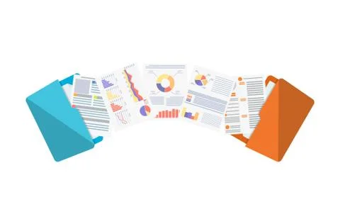 Files transfer. Documents management. Illustrazione stock