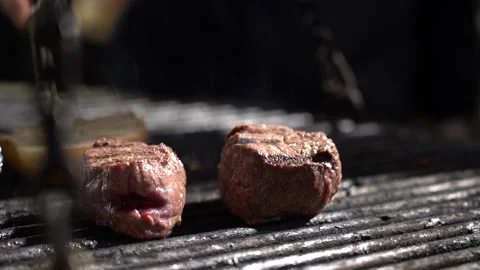Filet mignon is fried on the grill close-up Stock Footage 166226317