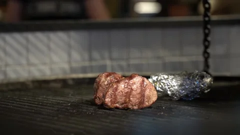 Filet mignon is fried on the grill close-up Stock Footage 166226584