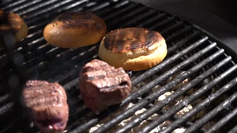 Filet mignon is fried on the grill close-up Stock Footage 169211668