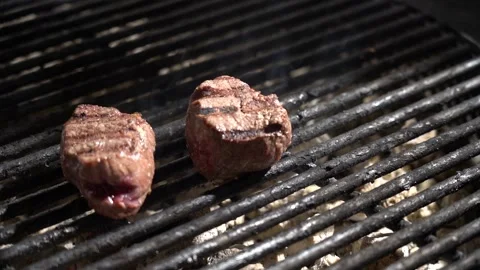 Filet mignon is fried on the grill close-up Stock Footage 169211708