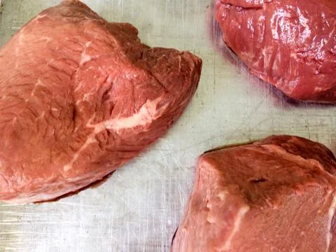 Filet mignon red raw on silver background Stock Photos
