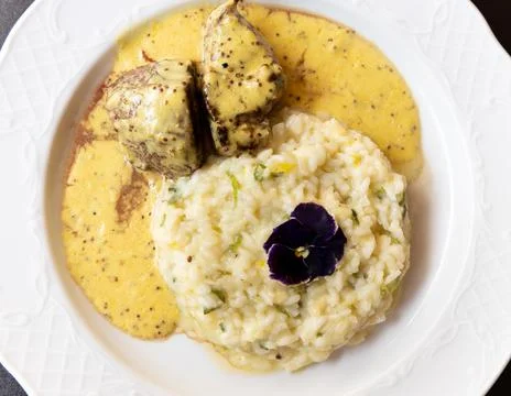 Filet mignon with risotto Stock Photos