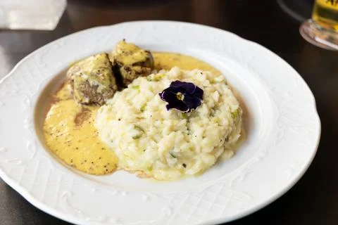 Filet mignon with risotto Stock Photos