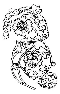 Filigree Crest Medieval Pattern Ornament Drawing 스톡 일러스트