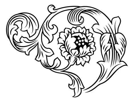 Filigree Crest Medieval Pattern Ornament Drawing 스톡 일러스트