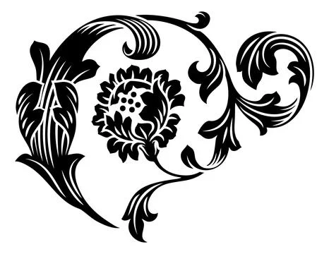 Filigree Crest Medieval Pattern Ornament Drawing Illustrazione stock