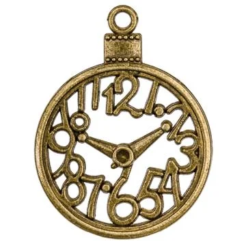 Filigree in the form of a clock, decorative element for manual work, isolated Stock Photos