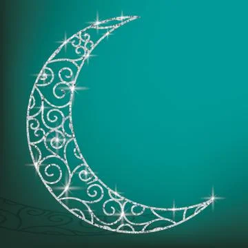 Filigree glitter moon card in vector format. Stock Illustration