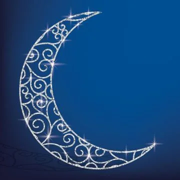 Filigree glitter moon card in vector format. Stock Illustration