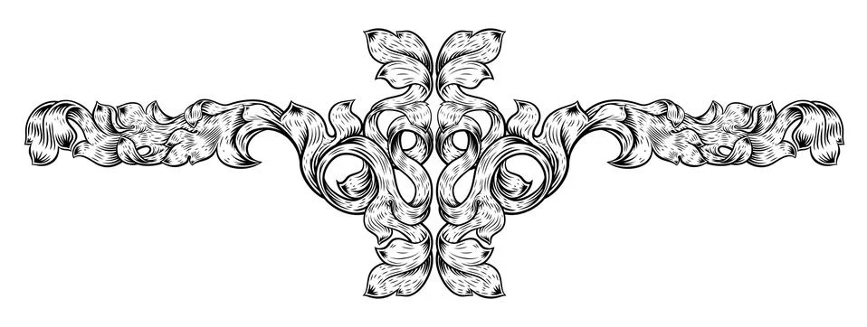 Filigree Leaf Pattern Floral Scroll Pattern Stock Illustration