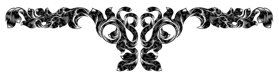 Filigree Leaf Pattern Floral Scroll Pattern Stock Illustration