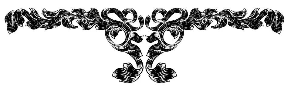 Filigree Leaf Pattern Floral Scroll Pattern Illustrazione stock